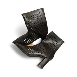 Elegant Black Perforated Ankle Boots
